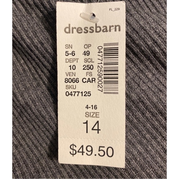 Dress Barn Heather Gray Long Sleeve Dress Size 14 NWT - Picture 7 of 10